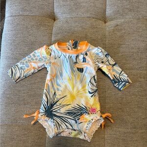 Ruffle Butts Birds of Paradise Long Sleeve Bathing Suit sz 0-3 months